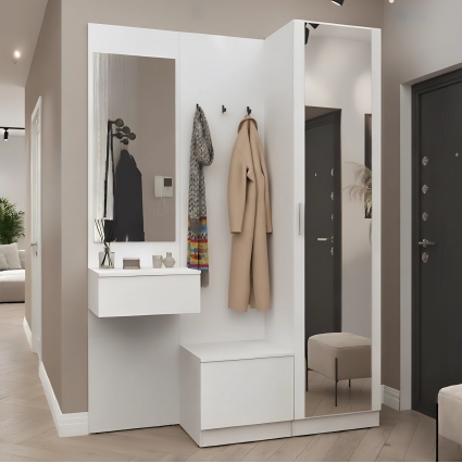 Набор мебели для прихожей "Марсель-106" МР 01-106 В2160 Ш1500 Г420 (ЛДСП Белый премиум)